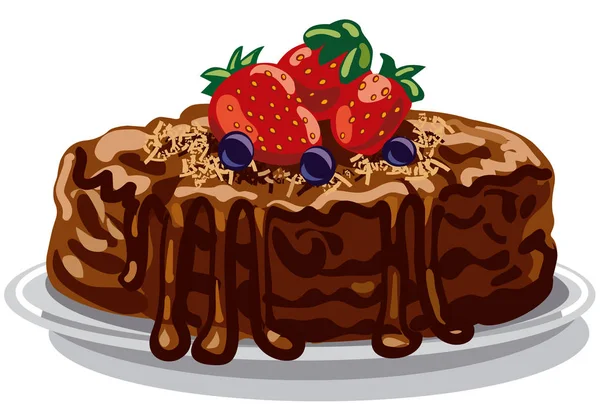 ベリーとチョコレートケーキ — ストックベクタ