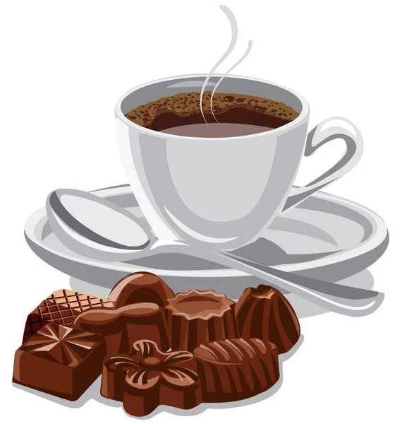 Φλιτζάνι καφέ και γλυκά — Διανυσματικό Αρχείο