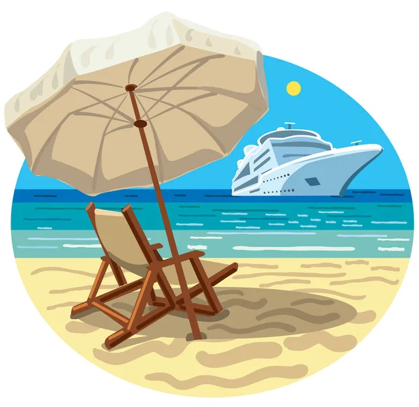 Beach resort and cruise ship — Stock Vector