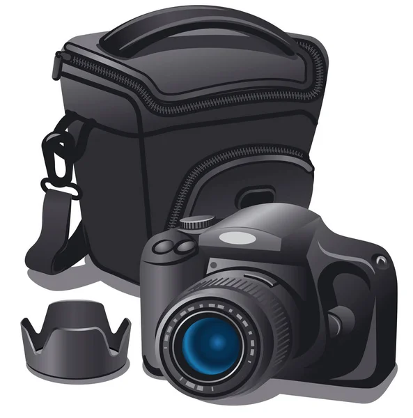 Kamera und Tasche — Stockvektor