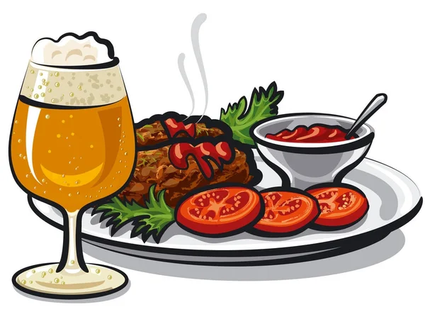 Escalopes à la bière — Image vectorielle
