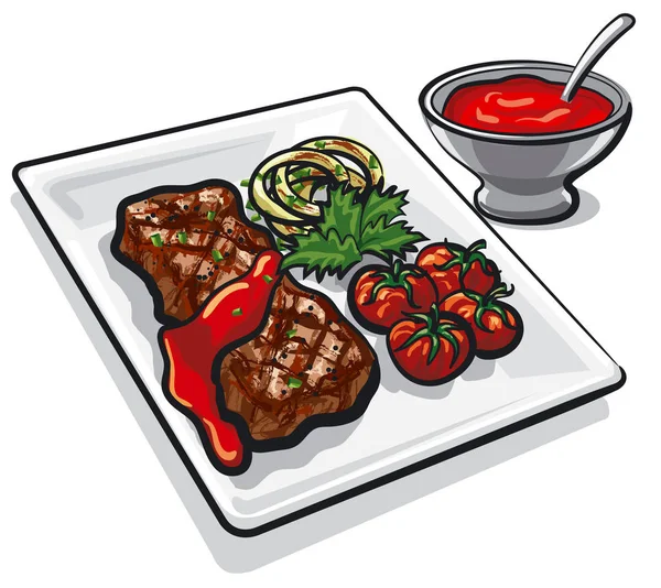 Grilled beef steak — Stock Vector