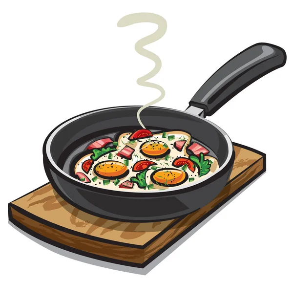 Fried eggs with parsley — Stock Vector