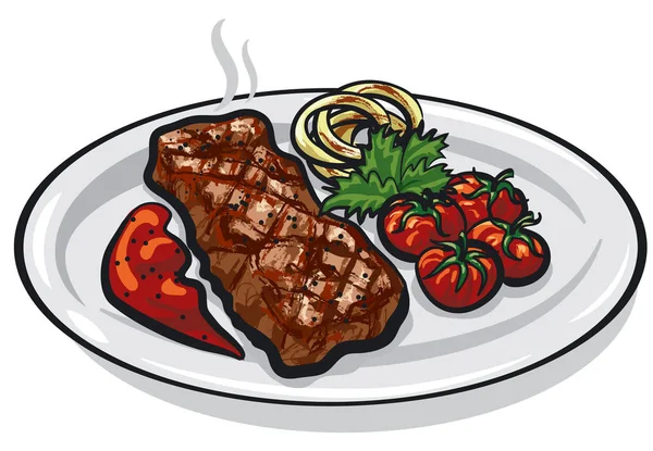 Grilled roasted steak — Stock Vector