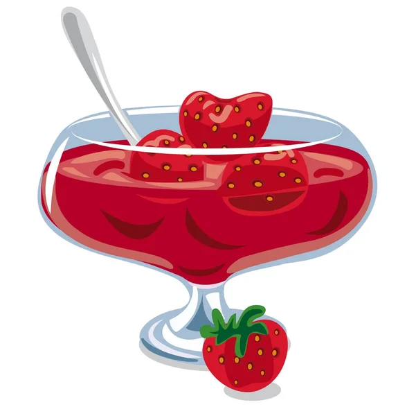 Selai strawberry dalam stoples - Stok Vektor
