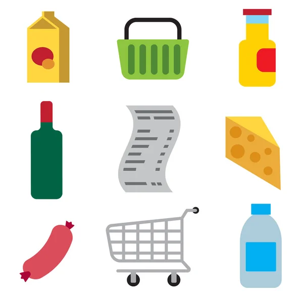 Süpermarket gıda simgeler — Stok Vektör