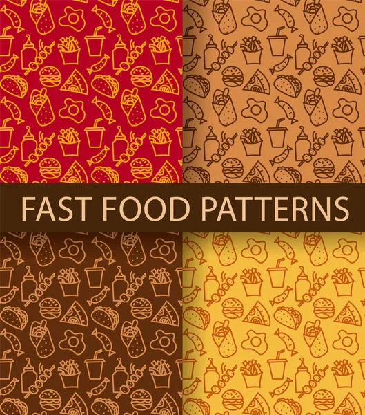 Fast food seamless patterns — Stock Vector