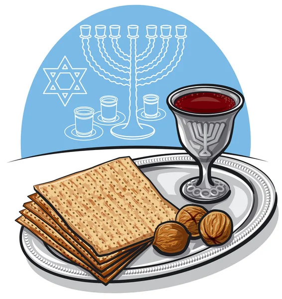 Tradiční židovský matzoh v Pesach — Stockový vektor