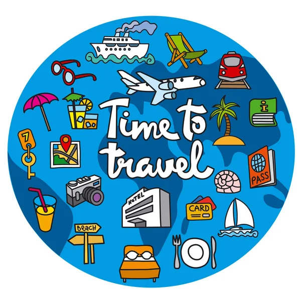 Travel concept icon with lettering — Stock Vector