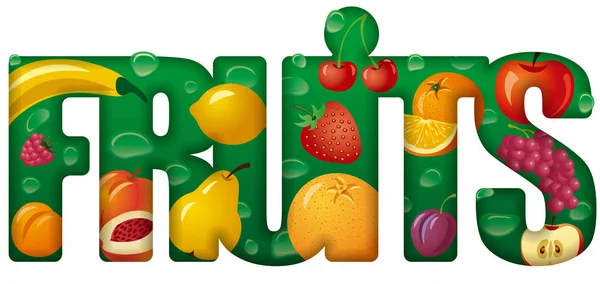 Banner de frutas inscripción — Vector de stock
