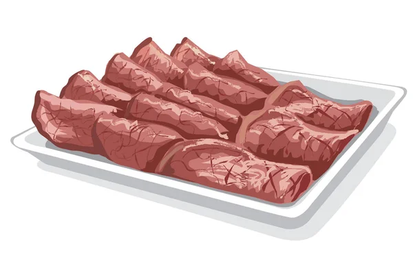 Ternera rebanada al horno — Vector de stock