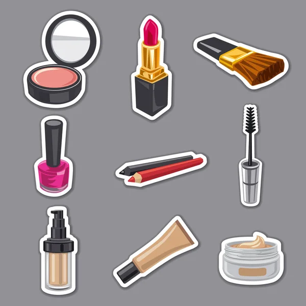 Cometics en make-up stickers set — Stockvector