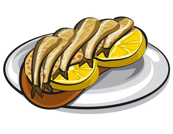 Sandwich mit Sprotten — Stockvektor