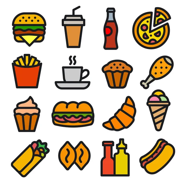 Fast Food pictogrammen — Stockvector