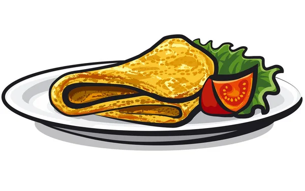 Tortilla con ensalada — Vector de stock