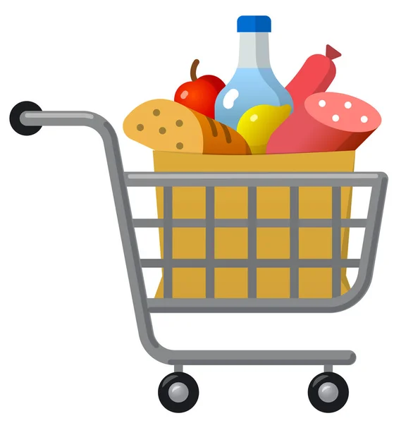 Food shopping trolley cart — Stock Vector