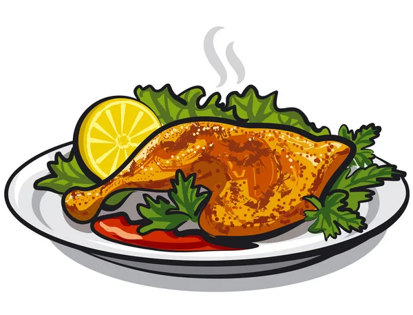 Roast turkey on the plate — Stock Vector © wikki33 #2508941