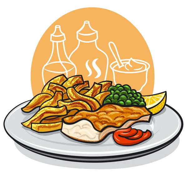 Fish and Chips — Stockvektor