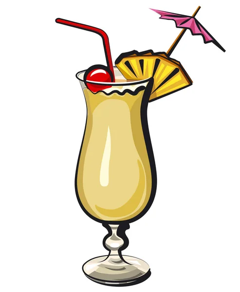 Pina colada cocktail — Stock Vector