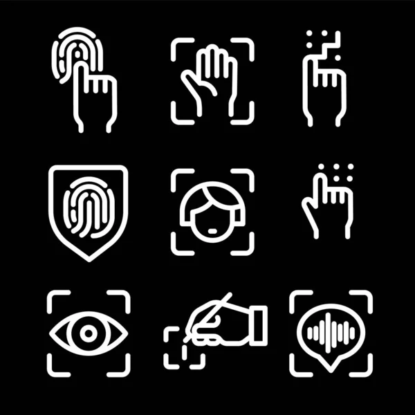 Биометрические идентификационные иконки — стоковый вектор