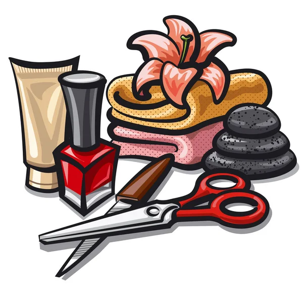 Ilustración Los Productos Salón Belleza — Vector de stock