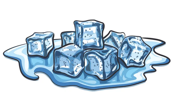 Ilustración Los Cubitos Hielo Derretido — Vector de stock