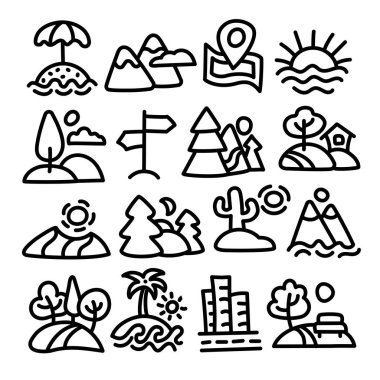 Tablo peyzaj simgeleri çizimi