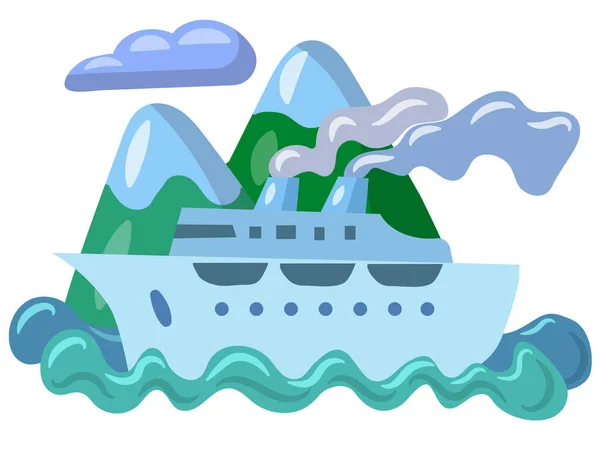 島の風景と海の旅のクルーズの概念図 — ストックベクタ