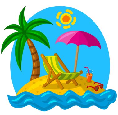 Tropikal ada sahilindeki tatil köyünün konsepti.