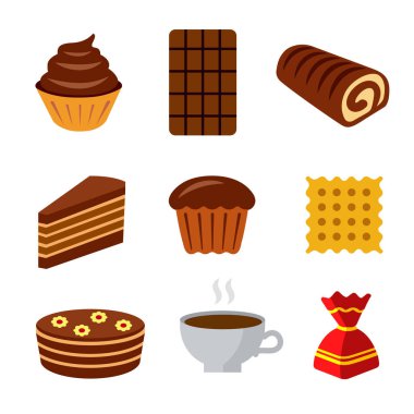 Şekerleme simgesi setinin illüstrasyonu