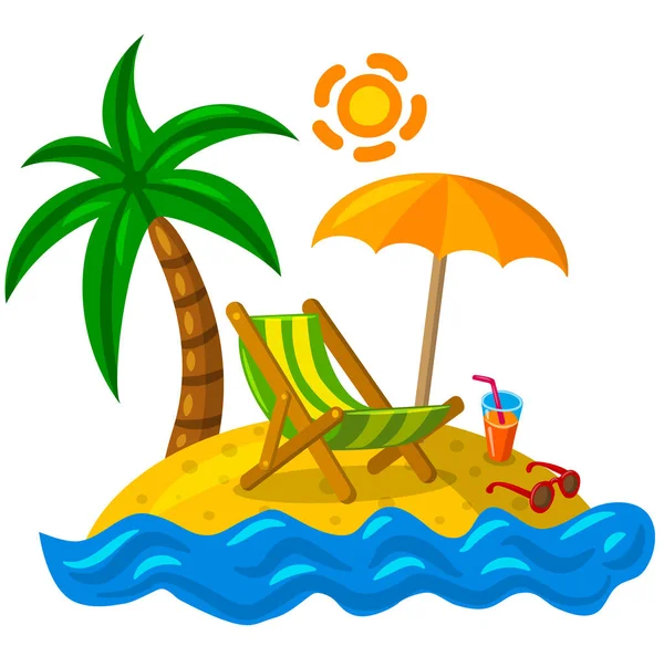 Ilustracja Tropikalnej Plaży Wyspie — Wektor stockowy