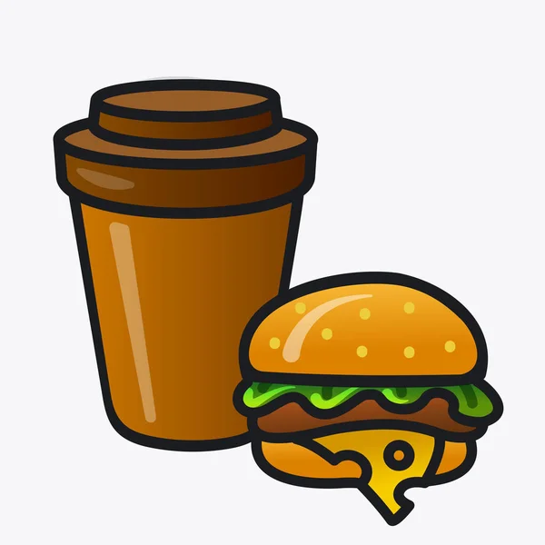 Illustration Icône Café Hamburger — Image vectorielle