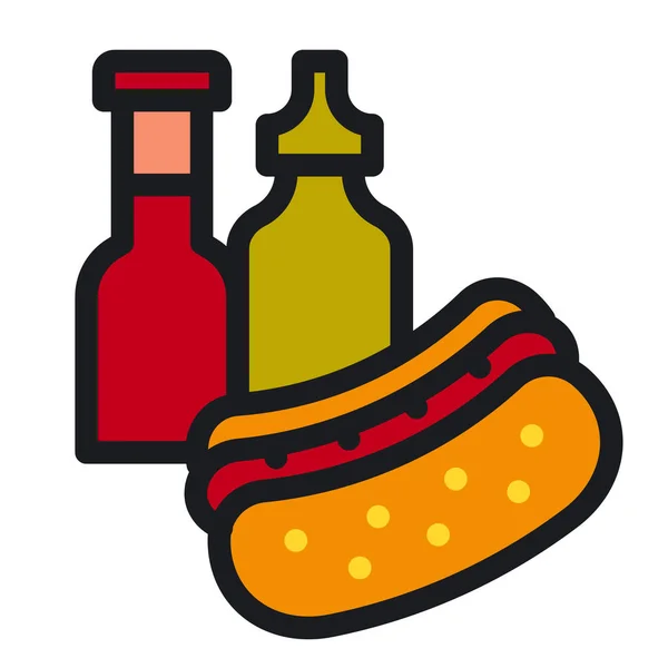 Ilustrace Ikony Hot Dogu — Stockový vektor