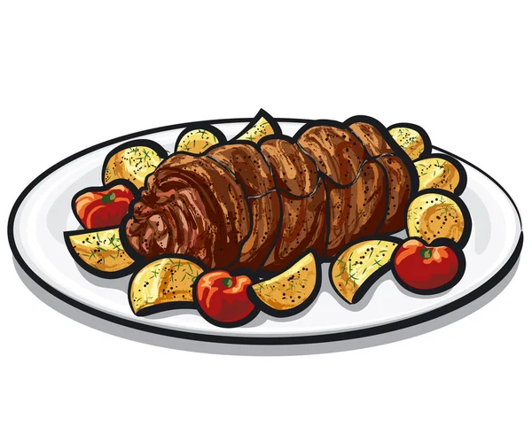 Ilustração Roulada Carne Assada —  Vetores de Stock
