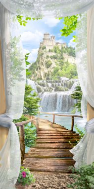 Şelaleli şatonun manzarası