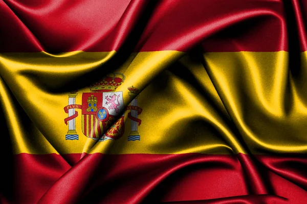 İpek şaşırtıcı İspanyol bayrağı. — Stok fotoğraf