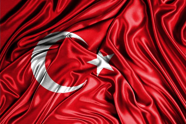 İpek inanılmaz Türk bayrağı. — Stok fotoğraf