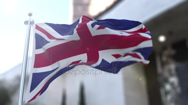 Incrível bandeira do Reino Unido em câmera lenta . — Vídeo de Stock