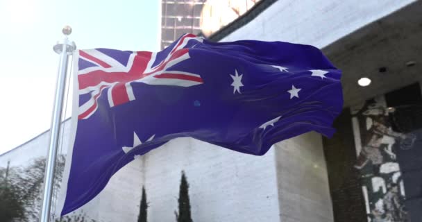 スローモーションの驚くべきオーストラリアの旗. — ストック動画