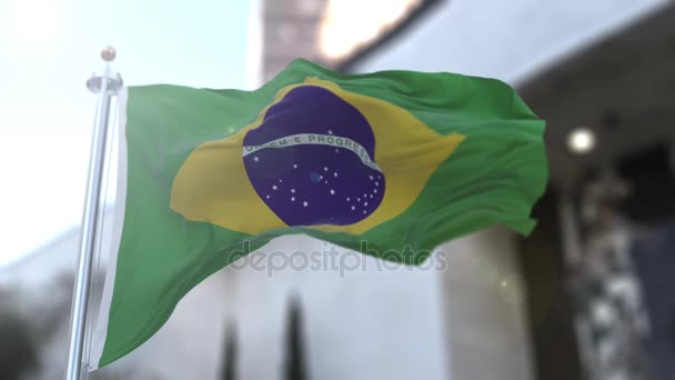 Incroyable drapeau brésilien au ralenti . — Video