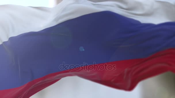 Niesamowite rosyjską flagę na zwolnionym tempie. — Wideo stockowe