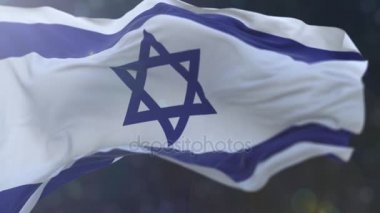 Şaşırtıcı sallanan yavaş hareket İsrail bayrağı.