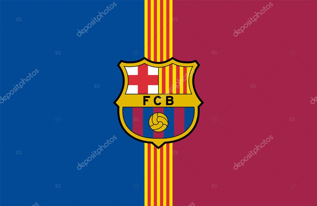 Barcelona, England March 01, 2017: Vector illustration of FC Barcelona logo. Futbol Club Barcelona, commonly known as Barcelona and familiarly as Bara, is a professional football club.