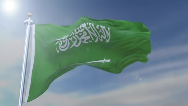Geweldige wuivende Saoedische vlag op slow motion. — Stockvideo