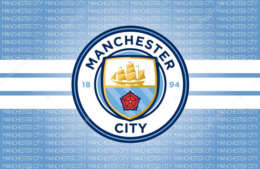 Manchester, England Feb 25, 2017: Vector illustration of Manchester City F.C. logo.
