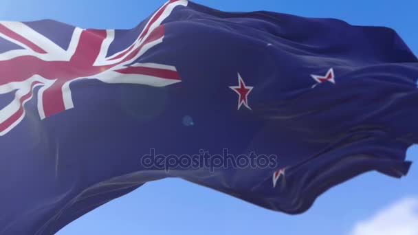 Σημαία της Νέας Ζηλανδίας σε αργή κίνηση — Αρχείο Βίντεο