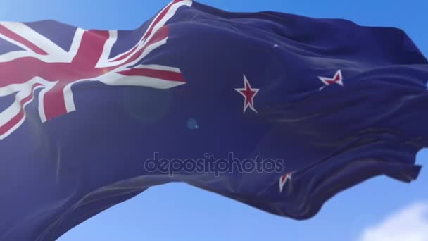 Bandera de Nueva Zelanda en cámara lenta — Vídeos de Stock