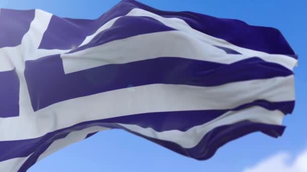 Греческий флаг в замедленной съемке — стоковое видео