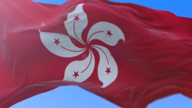Ağır çekim inanılmaz sallayarak Hong Kong bayrağı.