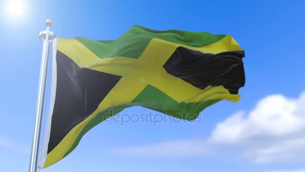 Amazing Jamaicaanse vlag zwaaien op slow motion. — Stockvideo